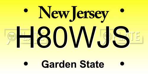 H80WJS New Jersey License Plate