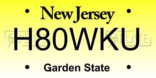 H80WKU New Jersey License Plate