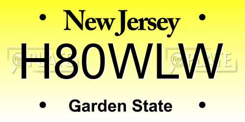 H80WLW New Jersey License Plate