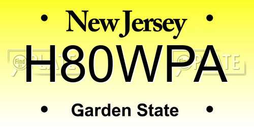 H80WPA New Jersey License Plate