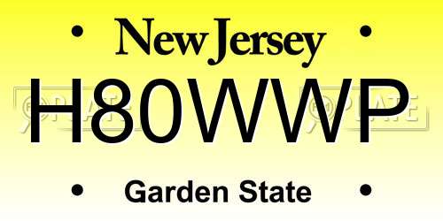 H80WWP New Jersey License Plate