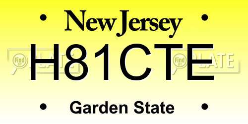 H81CTE New Jersey License Plate