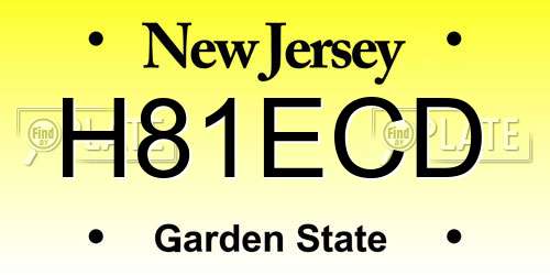 H81ECD New Jersey License Plate
