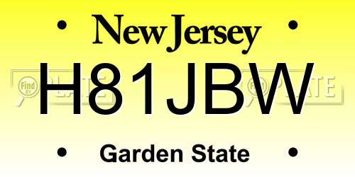 H81JBW New Jersey License Plate