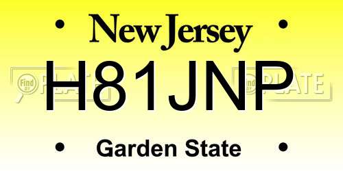 H81JNP New Jersey License Plate