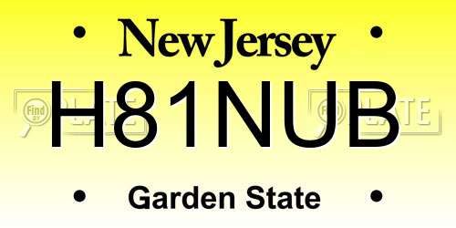 H81NUB New Jersey License Plate