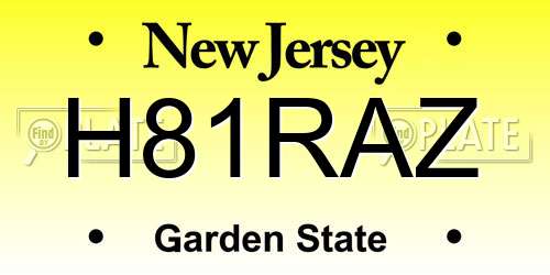 H81RAZ New Jersey License Plate