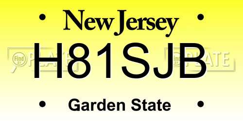 H81SJB New Jersey License Plate