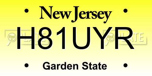 H81UYR New Jersey License Plate