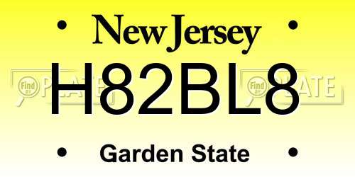 H82BL8 New Jersey License Plate