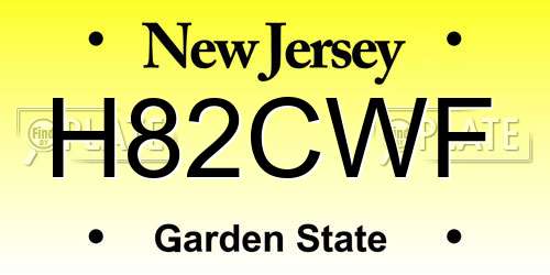 H82CWF New Jersey License Plate