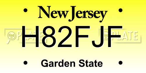 H82FJF New Jersey License Plate