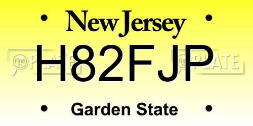 H82FJP New Jersey License Plate