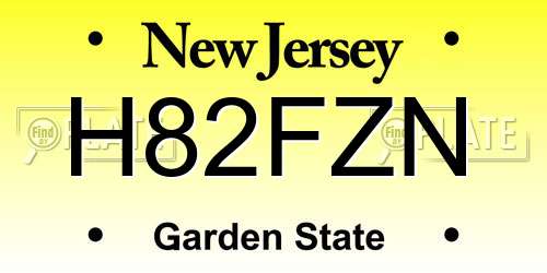 H82FZN New Jersey License Plate
