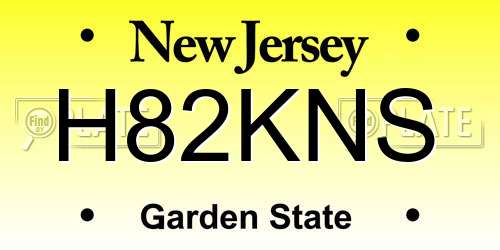 H82KNS New Jersey License Plate