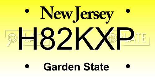 H82KXP New Jersey License Plate