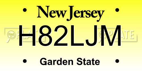 H82LJM New Jersey License Plate
