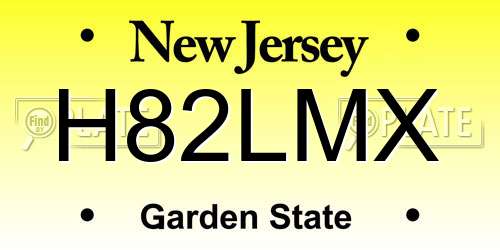 H82LMX New Jersey License Plate