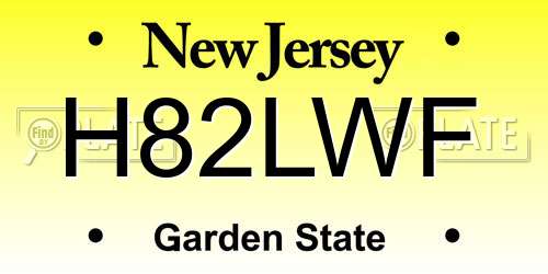 H82LWF New Jersey License Plate