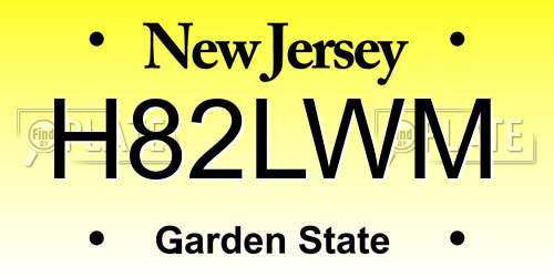 H82LWM New Jersey License Plate