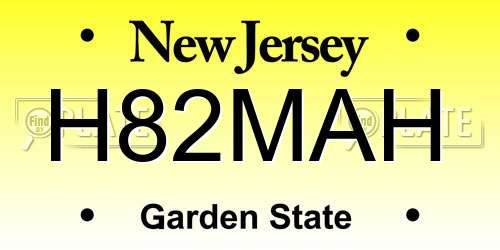 H82MAH New Jersey License Plate