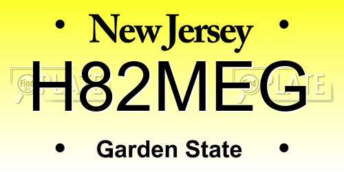 H82MEG New Jersey License Plate