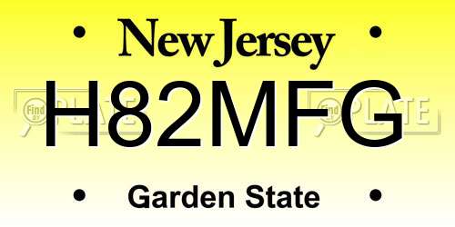H82MFG New Jersey License Plate