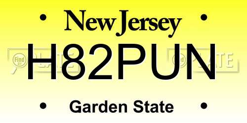 H82PUN New Jersey License Plate