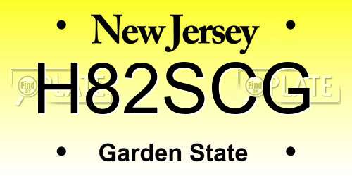 H82SCG New Jersey License Plate
