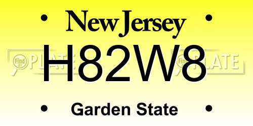 H82W8 New Jersey License Plate