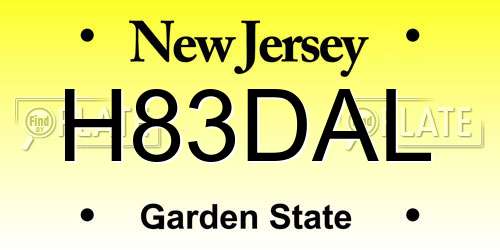 H83DAL New Jersey License Plate