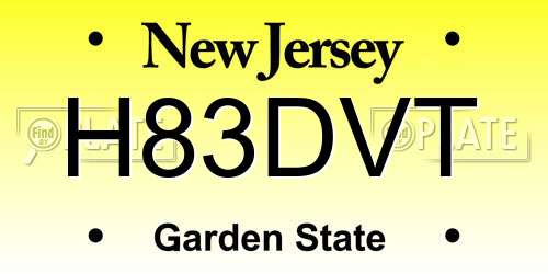 H83DVT New Jersey License Plate