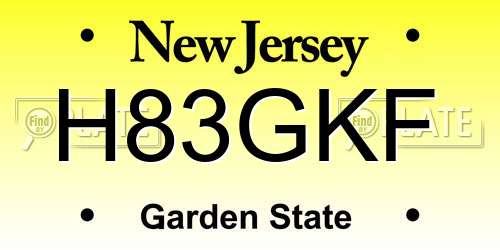 H83GKF New Jersey License Plate