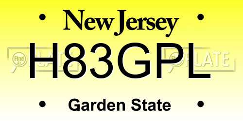 H83GPL New Jersey License Plate