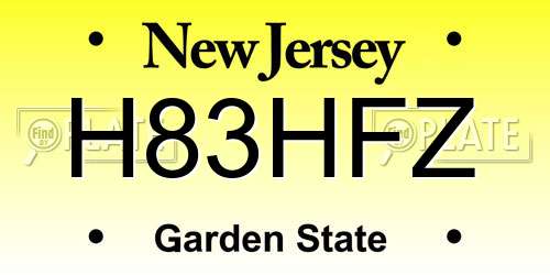 H83HFZ New Jersey License Plate