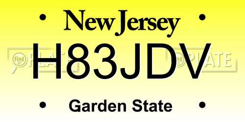 H83JDV New Jersey License Plate