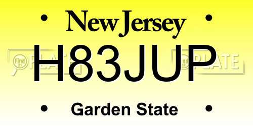 H83JUP New Jersey License Plate