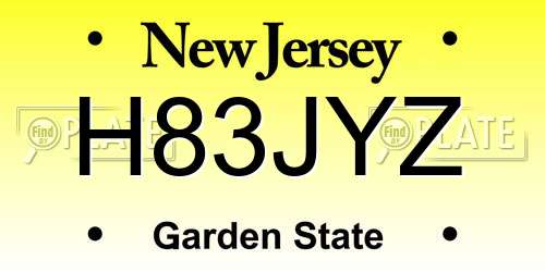 H83JYZ New Jersey License Plate