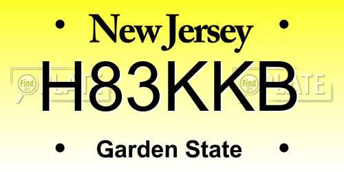 H83KKB New Jersey License Plate