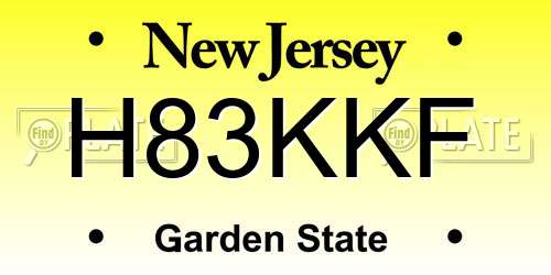 H83KKF New Jersey License Plate