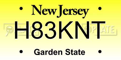 H83KNT New Jersey License Plate