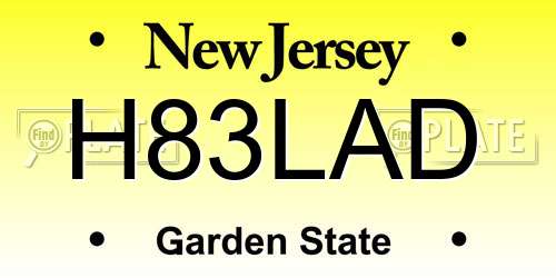 H83LAD New Jersey License Plate