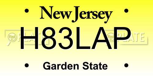 H83LAP New Jersey License Plate