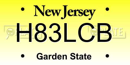 H83LCB New Jersey License Plate