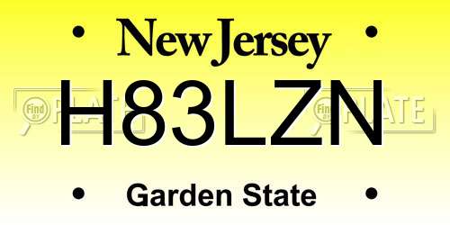 H83LZN New Jersey License Plate