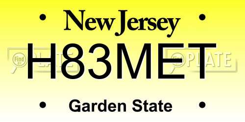 H83MET New Jersey License Plate