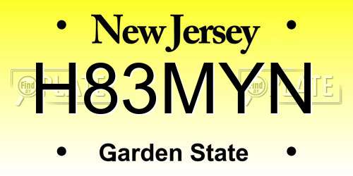 H83MYN New Jersey License Plate