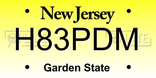 H83PDM New Jersey License Plate