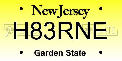 H83RNE New Jersey License Plate