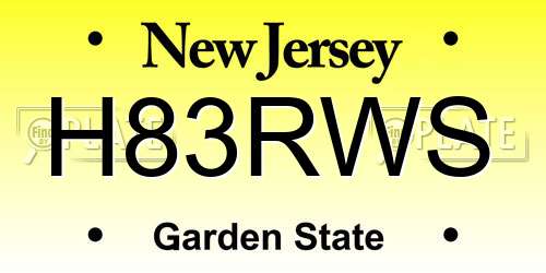 H83RWS New Jersey License Plate